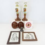 2 Vintage Sleepy Eye Globe Lamps, Tile & more