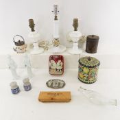 Milk Glass Lamp Bases & Other Antiques