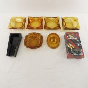 6 Large Aber Glass MCM Cigar Ashtrays & 1 in box