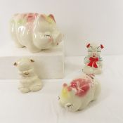 4 Vintage Shawnee Piggy Banks