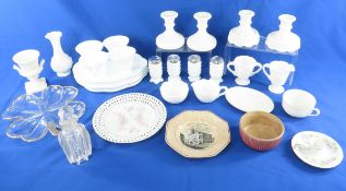 Vintage Milk Glass S&P, Candlesticks, Plates