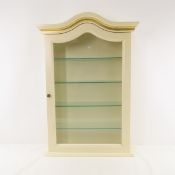 Painted Wood & Glass wall mount Curio Cabinet