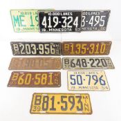 10 Vintage Minnesota License Plates, Embossed