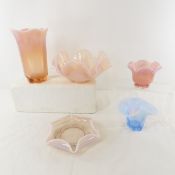 5 Pcs Duncan & Miller Canterbury Opalescent Glass