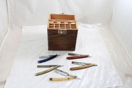 Everlasting Barber Wood Box with 5 Straight Razors