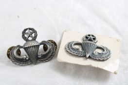 2 Parachute Master Badges Army USAF Silver
