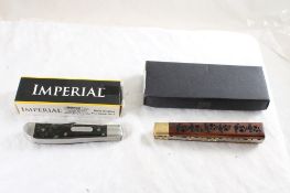 2 Folding Knives Imperial & Damascus Pakistan NIB