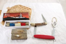 5 Folding Knives & Key Chain 3 New in Box