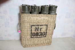 4 Military Tube Charges Containers Wicker Basket