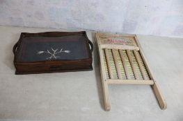 Old Washboard & Serving Display Tray with Drawer