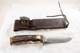 Schrade #497 Fixed Blade Knife in Leather Sheath