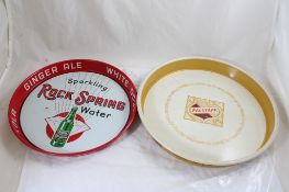 2 Metal Advertising Trays Rock Springs & Falstaff