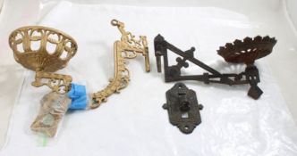 2 Cast Iron Wall Brackets for Oil Lamps
