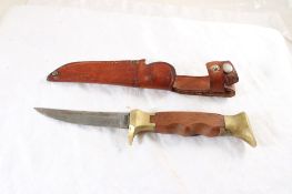 Olsen Solingen Germany F/B Knife w/Leather Sheath