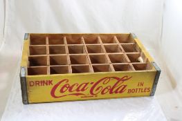1960's Coke 24 Bottle Wood Crate/Case Yellow/Red