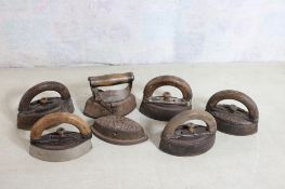 7 Antique Sad Irons Simmons, Asbestos, Plus