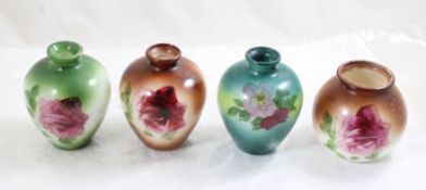 4 Vintage Hand Painted Glass Vases 5
