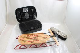 Flexible Flyer Sled, Travel Shaving & Shoe Kit