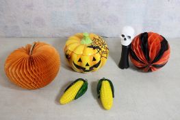Halloween Lot Skull Flashlight, Pumpkins, Corn