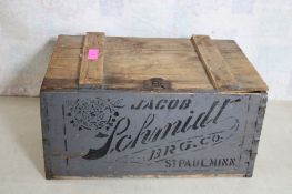 Antique Jacob Schmidt Wood Beer Crate