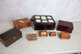 Vtg Wood Boxes Lot Tea Caddy, Jewelry, Cedar &