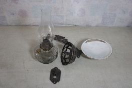 Antique Wall Bracket Oil Lamp w/Reflector Complete