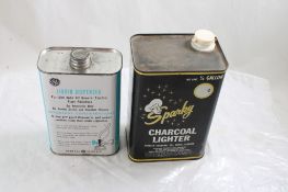 2 Advertising Tin Cans Sparky Lighter Fluid &