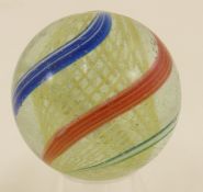 Yellow Latticino Core Swirl Marble 1 11/16