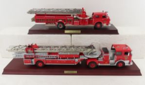 2 Franklin Mint Fire Engines with stands