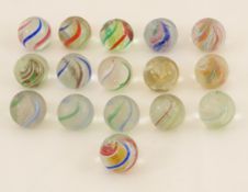 16 Handmade German Swirl Marbles 21/32