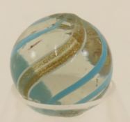 Clear Lutz Marble With Blue Bands 3/4