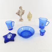 Shirley Temple Figurines & Cobalt Blue Glassware