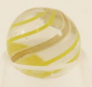 Clear Lutz Marble With Yellow Bands 9/16