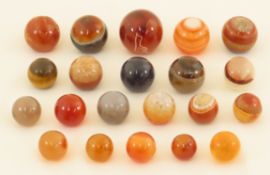 21 Stone, Agate, & Hand Faceted Agate Marbles