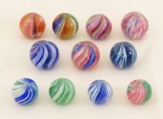 11 Vintage Onion Skin Marbles .58- .73