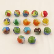 17 Vitro Shooter Marbles, Including Parrots