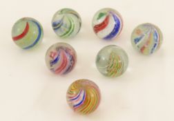7 Handmade German Swirl Marbles 7/8