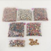 Large Collection Of Vintage Clay Marbles