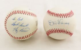 Yogi Berra & Don Larson autographed baseballs