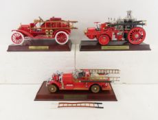 3 Franklin Mint Fire Engine Diecast with stands