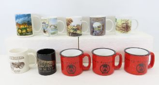 10 Ceramic Coffee Mugs, John Deere & Railway