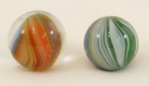 2 Vintage Akro Agate Sparkler Marbles