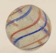 White Latticino Core Swirl Marble 1 9/16