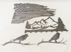 Cut Metal wall art & rack; American Flag, Cabin