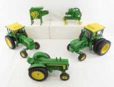 3 Ertl John Deere Tractors, Corn Sheller & Engine