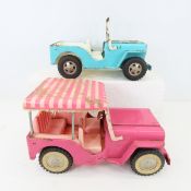 2 Vintage Tonka Steel Jeeps, Pink & Blue