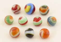 10 3 & 4 Color Akro Agate Corkscrew Marbles