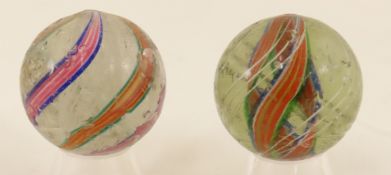 Divided Core & White Latticino Marbles