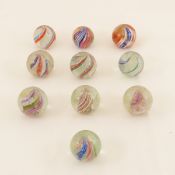 10 Handmade Swirl Marbles 15/16 - 1 1/16