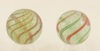 2 Vintage Latticino Marbles